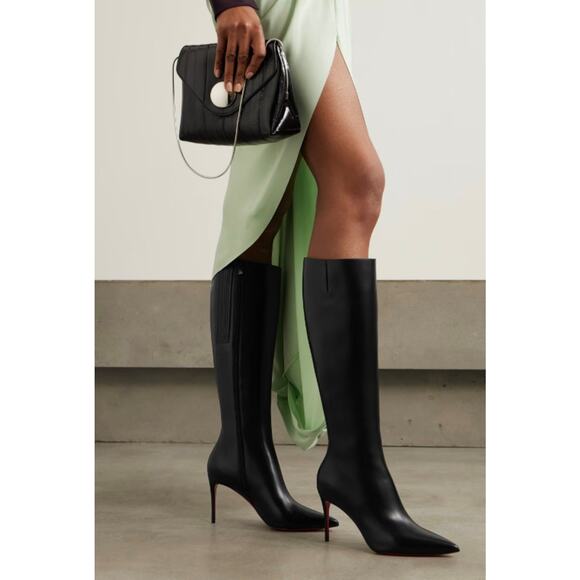 Christian Louboutin Kate Botta 85mm Leather Knee High Boots in Black - Picture 3 of 16
